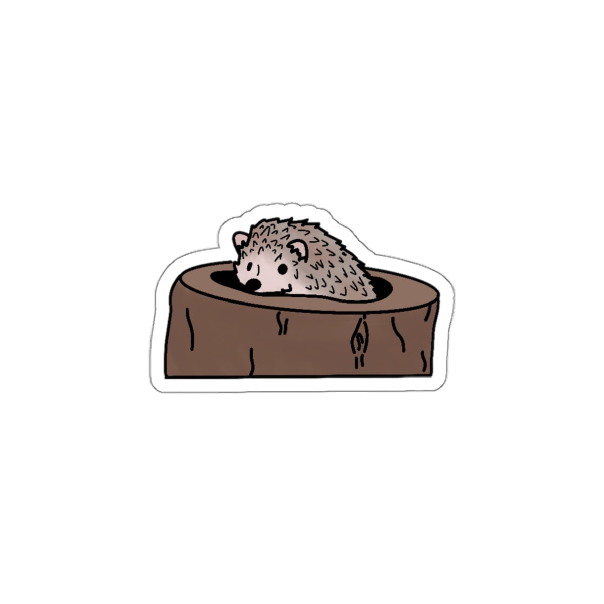 Die-Cut Sticker - Cute Hedgehog in Log Design