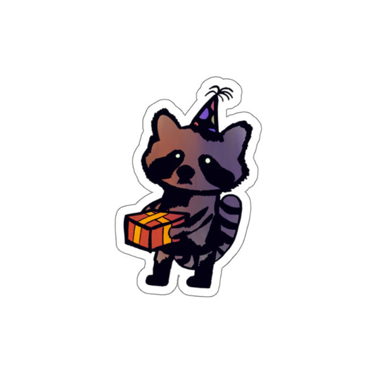 Die-Cut Sticker - Raccoon with a Present